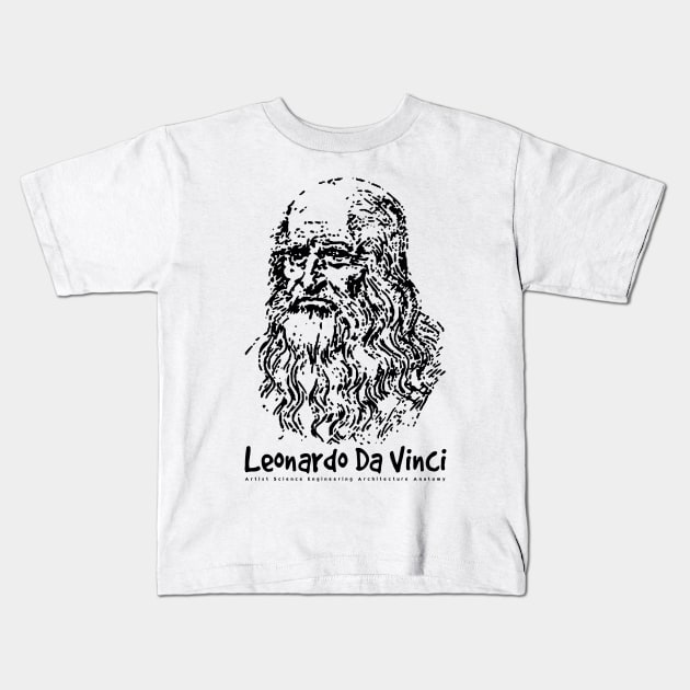 Leonardo Da Vinci Kids T-Shirt by KewaleeTee